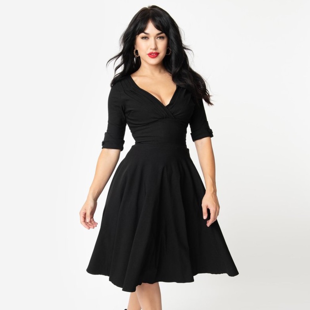 Unique Vintage Swing Dress Doleres Black